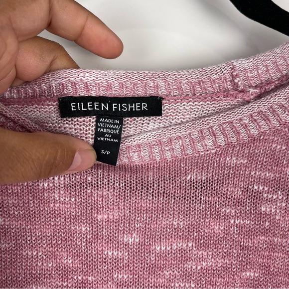 Eileen Fisher Knit Slub Top Organic Linen Cotton Pink Sweater Casual Size Small - Picture 9 of 9